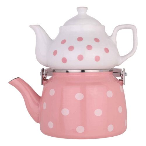 Porcelain Double Teapot Set – Suitable for Tea Durable with Polka Dot Design