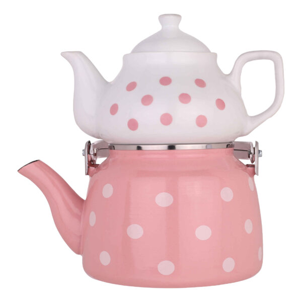 Porcelain Double Teapot Set - Suitable for Tea Durable with Polka Dot Design