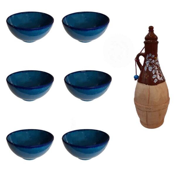 Pottery Dizi Bowl - Perfect For Abgoosht, Yogurt, Soup and Noodles with Jug (Set of 7)