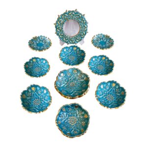 Pottery Haft Seen – Suitable for Persian New Year with Flower & Heart Design Set of 10