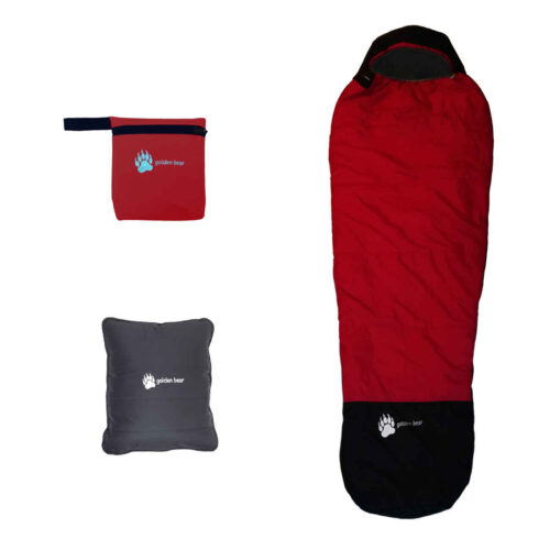 Single Person Sleeping Bag – with Travel Mat and Pillow for Camping