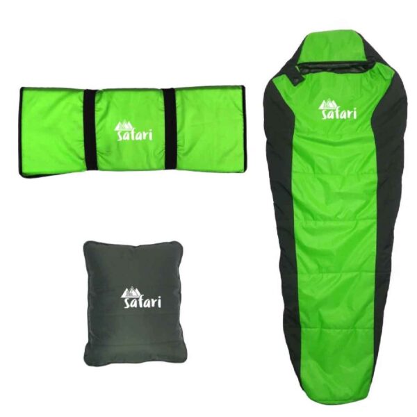 Single Person Sleeping Bag - with Travel Mat and Pillow  for Camping, Hiking | Safari