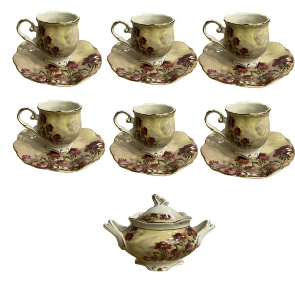 Victorian 13-Pcs Porcelain Tea Set in Elegant Floral Collection Prestige Model
