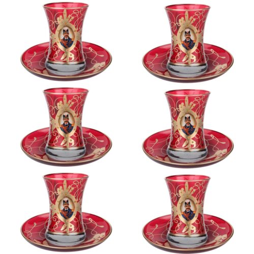 The 14-Piece Shah Abbasi Tea Set is a Traditional and Elegant Designed for Serving Tea to Six People