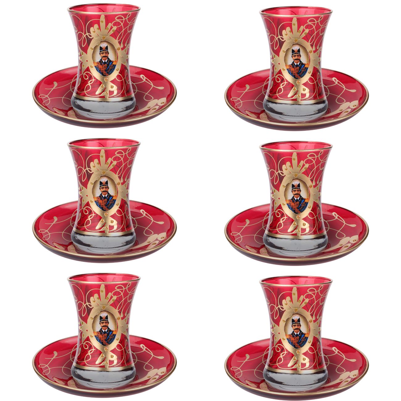 The 14-Piece Shah Abbasi Tea Set is a Traditional and Elegant Designed for Serving Tea to Six People