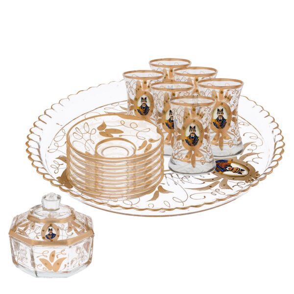 The 14-Piece Shah Abbasi Tea Set is a Traditional and Elegant Designed for Serving Tea to Six People