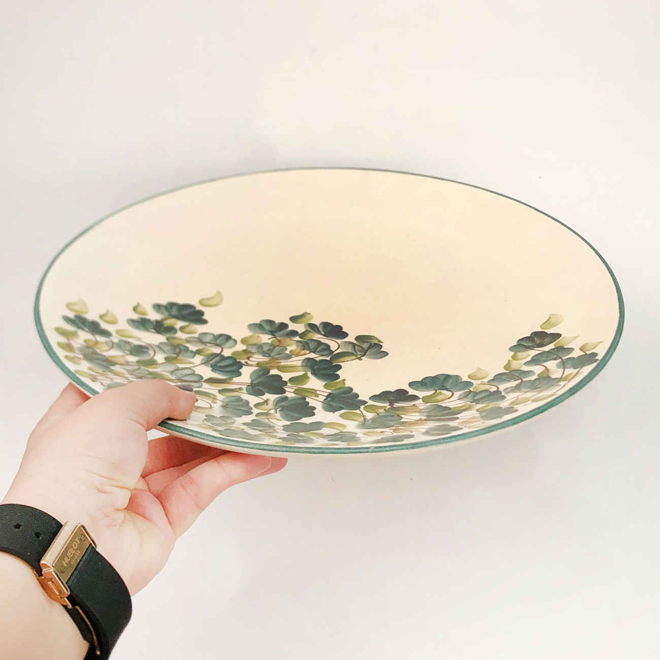 Ceramic Dinnerware Plate – Blossom Pattern, Artistic Foliage, Microwave & Dishwasher Safe