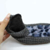 Women's Crochet Slipper Nikta Suitable for Winter with Leopard Design in Gray