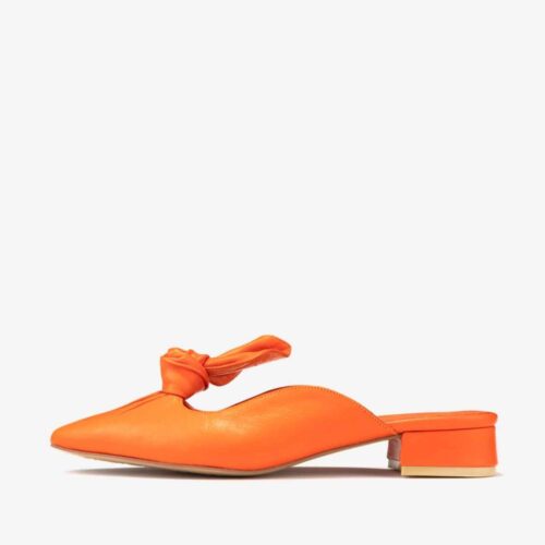 Women’s Mashhad Natural Leather Mules Shoes Comfort and Stylish in Orange