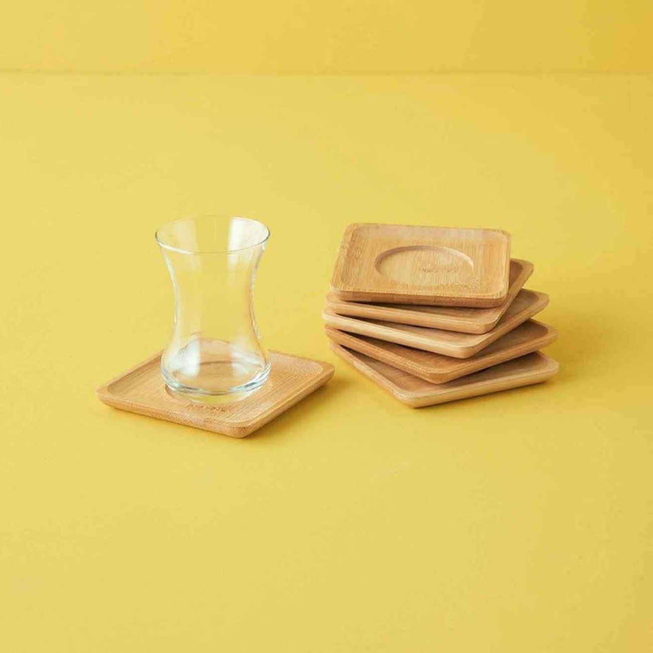 Wooden Coaster Set Featuring Rustic Charm and Durability (Pack of 6)