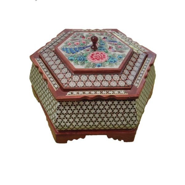 Wooden Khatam Kari Candy Bowl - Perfect for Gift & Tea or Coffee in Brown