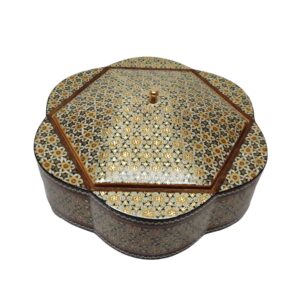 Wooden Khatam Kari Candy Bowl – Perfect for Gift & Home Decor with Lid