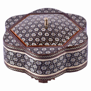 Wooden Khatam Kari Candy Bowl – Perfect for Gift & Tea or Coffee in Dark Brown