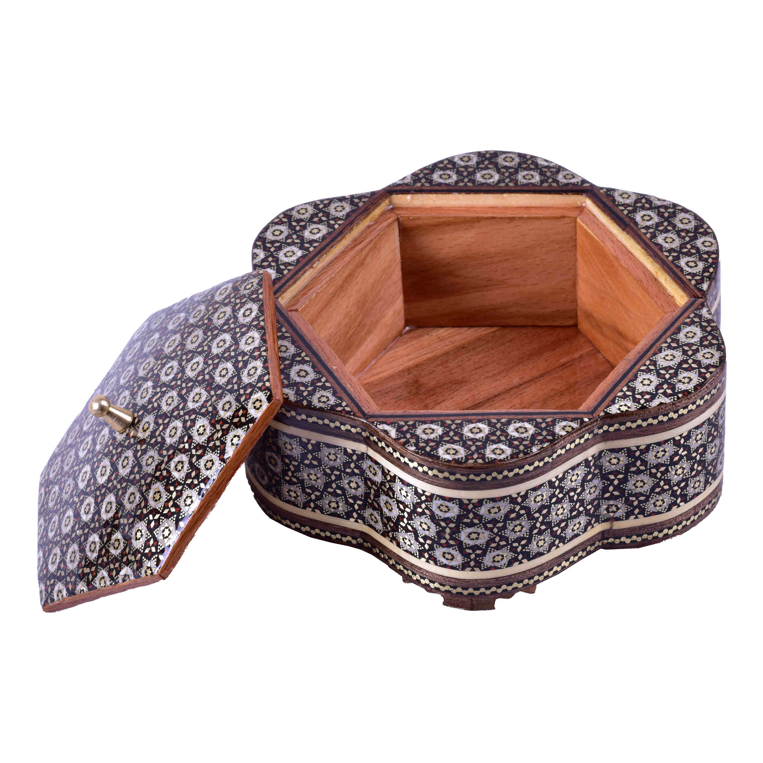 Wooden Khatam Kari Candy Bowl – Perfect for Gift & Tea or Coffee in Dark Brown