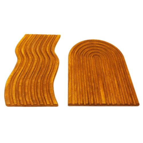 Wooden Serving & Cutting Board – for Meat and Cheese Board | Wave Model (Set of 2)