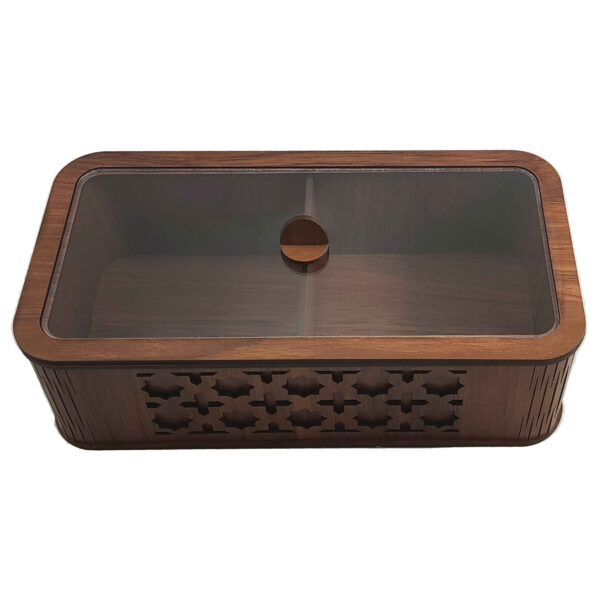 Wooden Tea Storage Box with Geometric Home Décor Theme