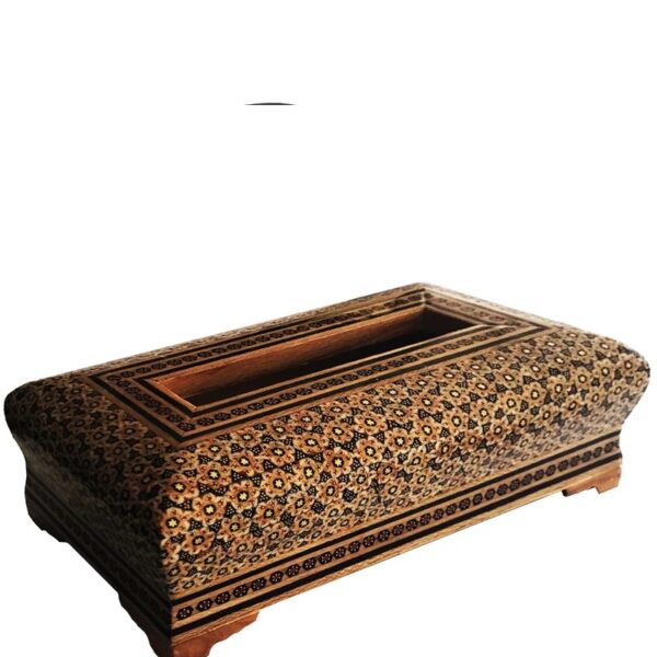 Handcrafted Persian Wooden Tissue Box Cover – Khatamkari Javan