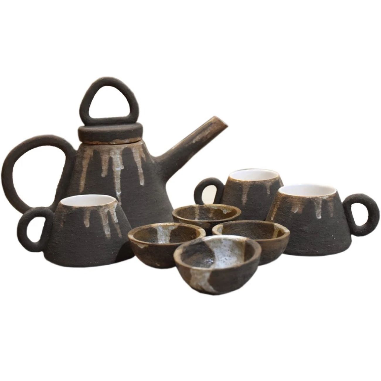 Handcrafted Clay Tea Set - Elegant & Eco-Friendly – Modern Tea Serving Set for Home & Gift