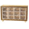 12-Drawer Wooden Spice Rack with Plastic Containers and Stylish Wooden Stand