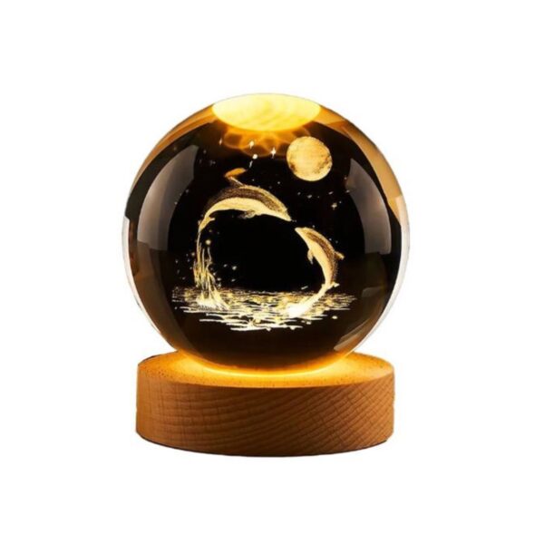 3D Crystal Ball Night Light Dolphin Fantasy Glowing LED Lamp