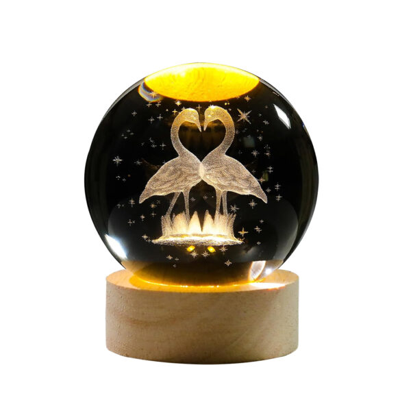 3D Crystal Ball Night Light Flamingo Fantasy Glowing LED Lamp