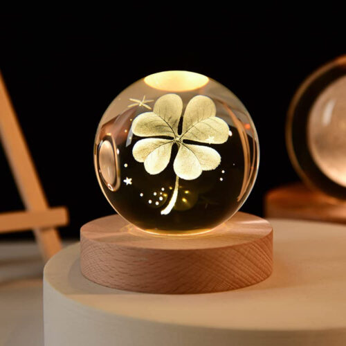 3D Crystal Ball Night Light in Flower Design Fantasy Glowing LED Lamp