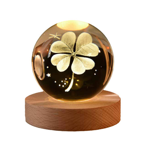 3D Crystal Ball Night Light in Flower Design Fantasy Glowing LED Lamp