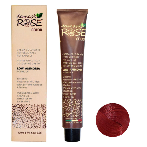 Damask Rose Hair Color 7/66, 100ml – Ruby Red Shade  Bold, Vibrant & Luxuriously Glossy Color