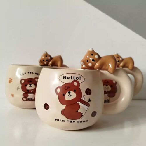 Adorable Fantasy Ceramic Teddy Bear Mug A Cute and Cozy Sip with a Playful Handle
