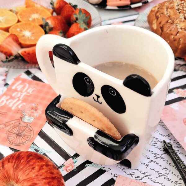 Artistic Ceramic Cup – Perfect for Gifting & Drink with Panda & Biscuit Holder Design