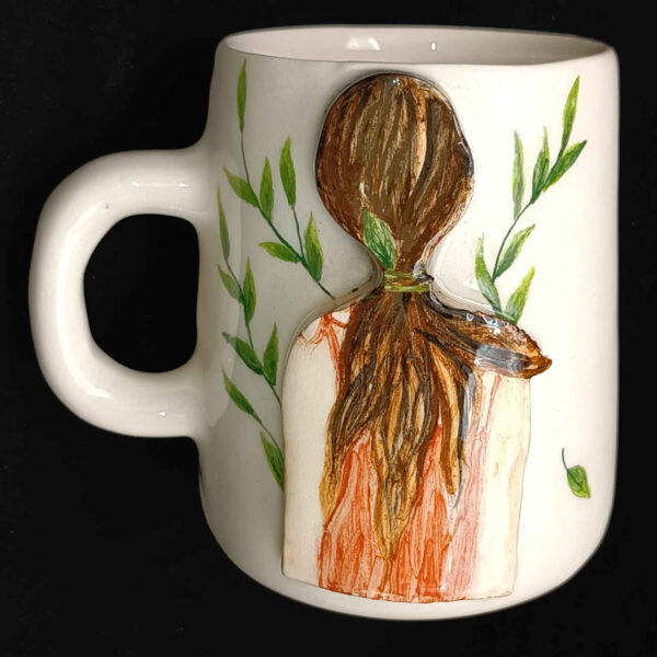 Artistic Ceramic Cup – Perfect for Gifting and Collecting with Girl Design