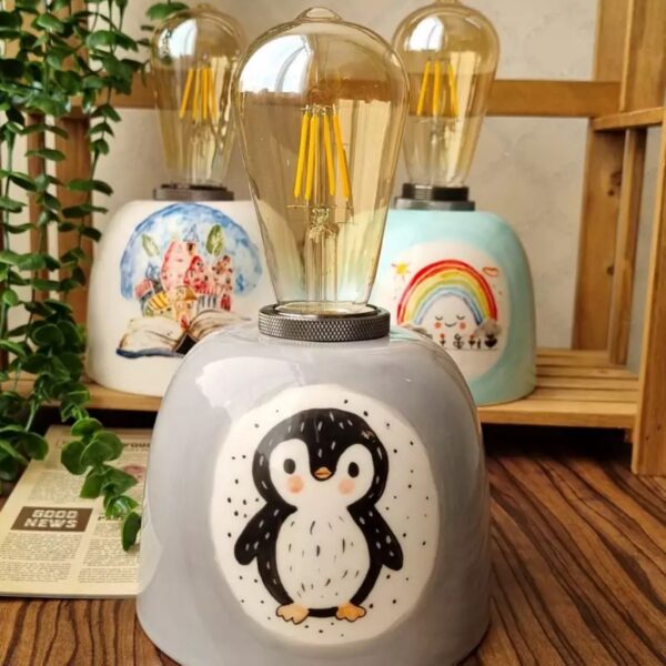 Artistic Elegance Hand-Drawn Table Lamp with Unique Illustrative Design