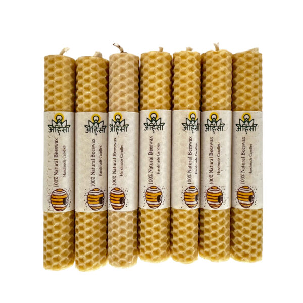 Beeswax Candle Pillar - Pure, Natural & Earth Friendly, Pack of 7