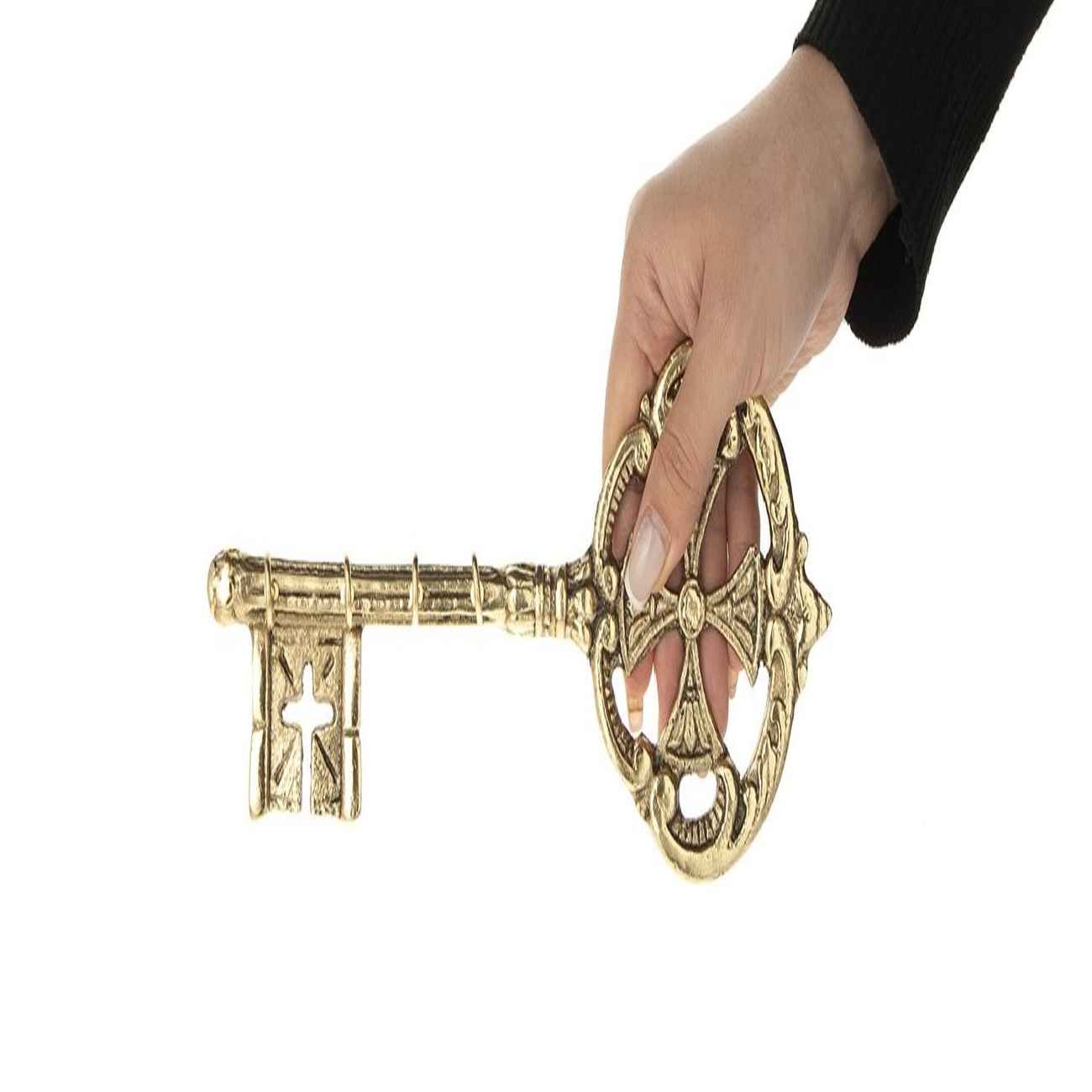 Brass Wall Key Holder – Perfect for Home Decor with Key Design in Golden