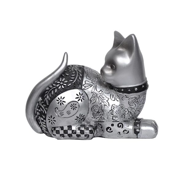 Cat Sculpture Polyester Siting Style Floral Design – Cute & Unique Figurine for Decor