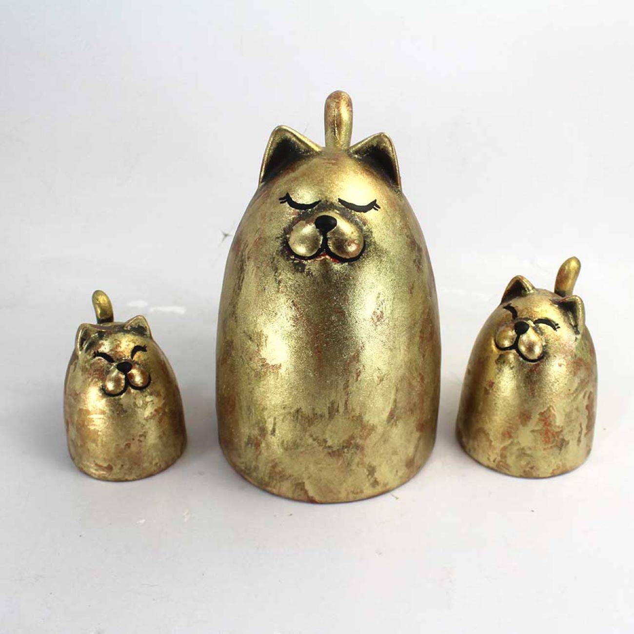 Cat Sculpture Polyester Set of 3  Elegant and Durable Art for Your Home