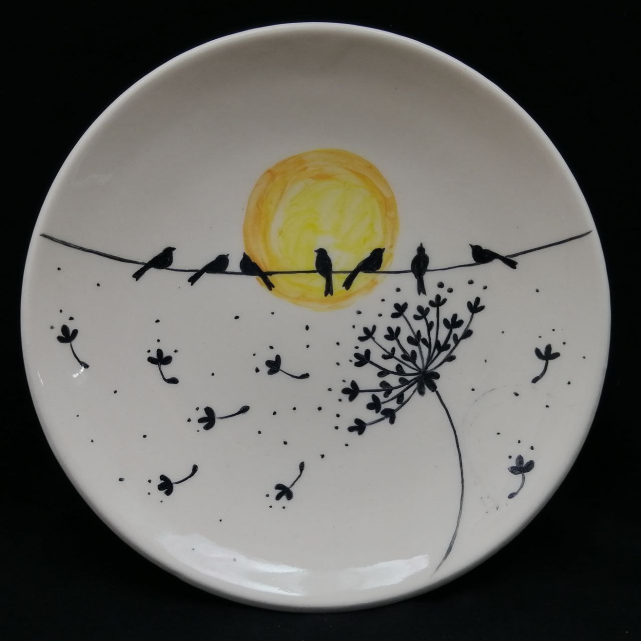 Ceramic Dinnerware Plate – Dandelion Pattern, Artistic and Versatile