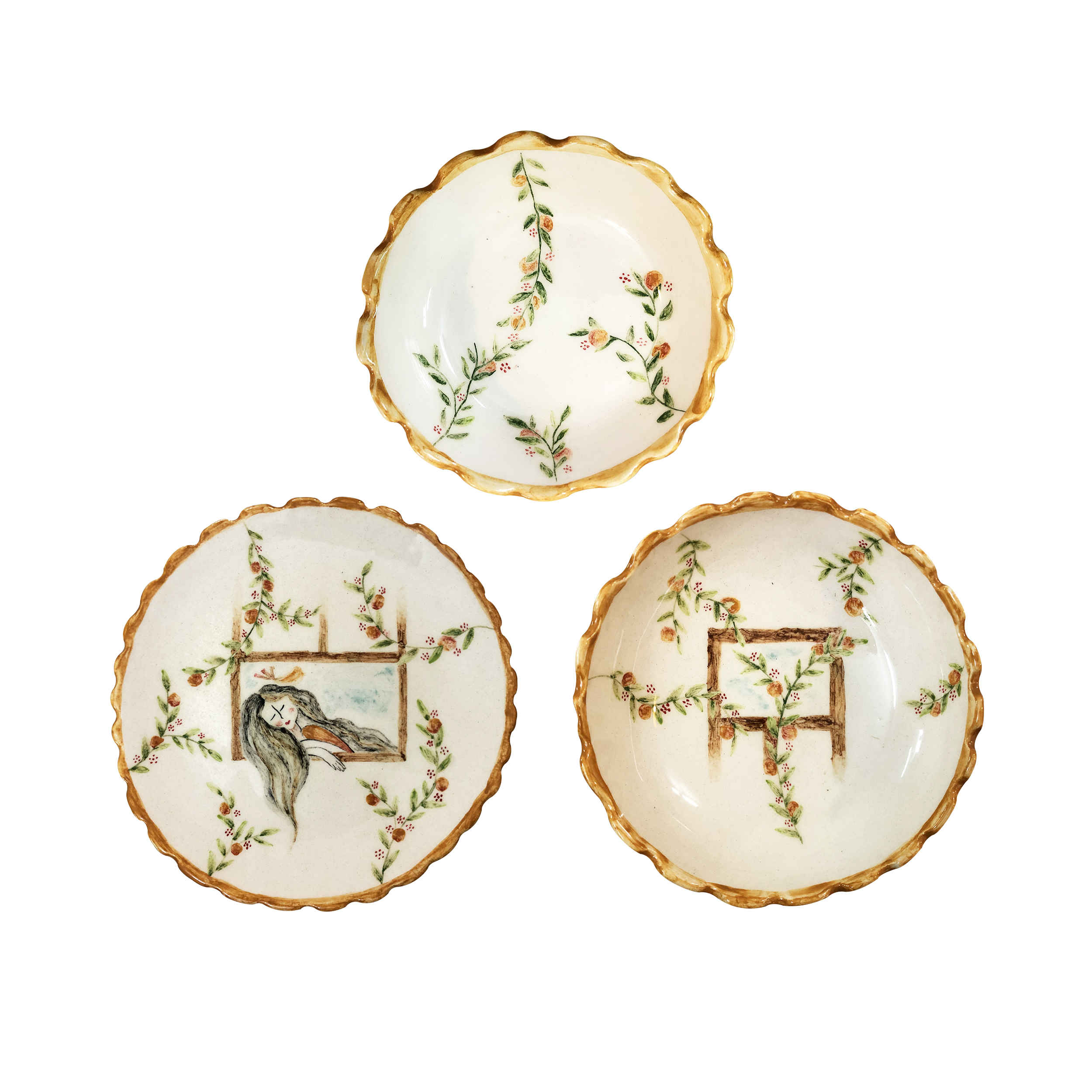 Ceramic Dinnerware Plate & Bowl Set of 4 – Congress Design, Microwave & Dishwasher Safe