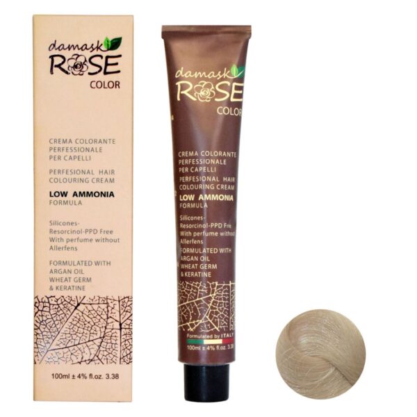Ultra Light Olive Blonde Damask Rose Hair Color No. 10/3, 100ml, - provides a bright and cool-toned blonde shade
