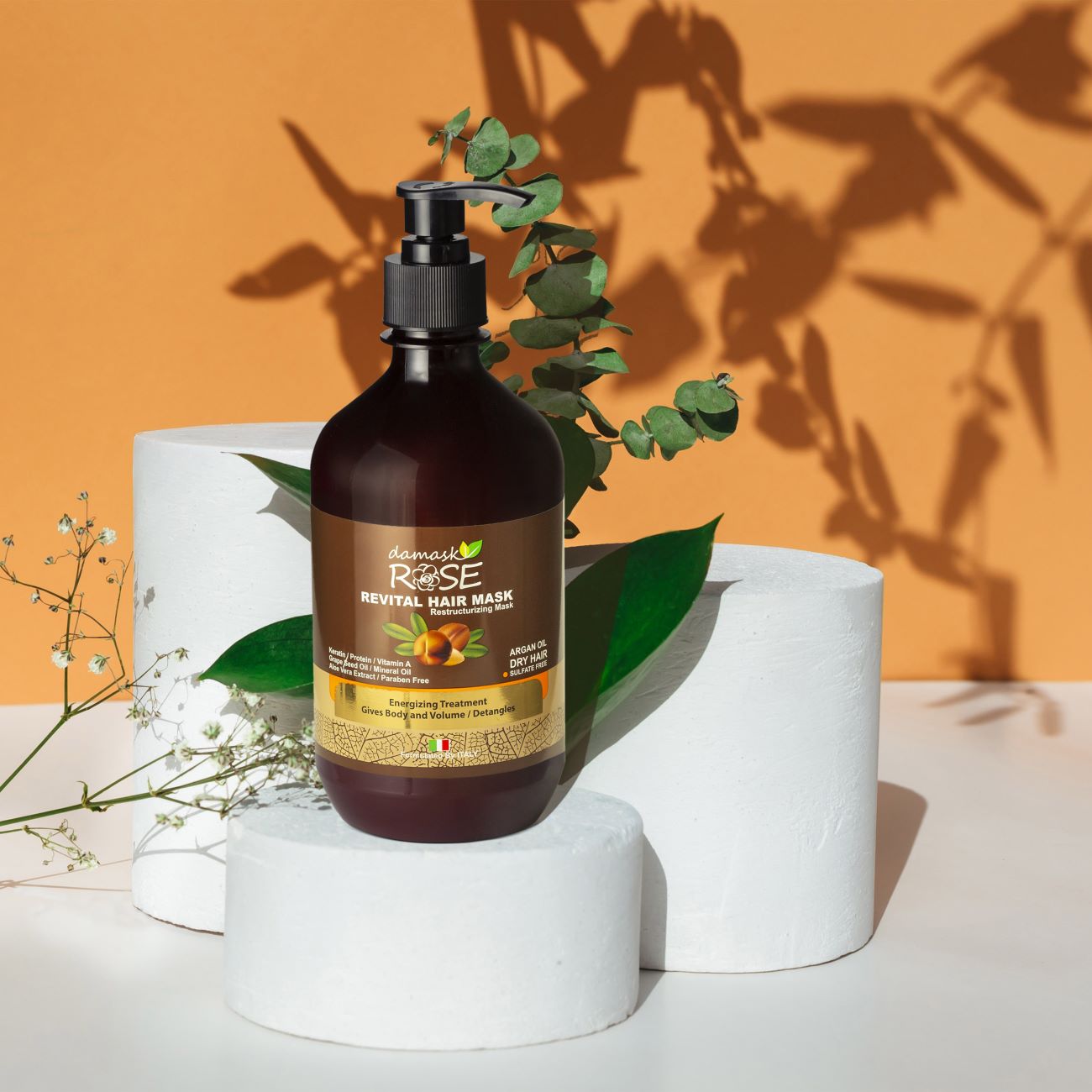 Damask Rose Hair Mask with Nourishing Argan Oil – 500ml for Deep Hydration and Repair