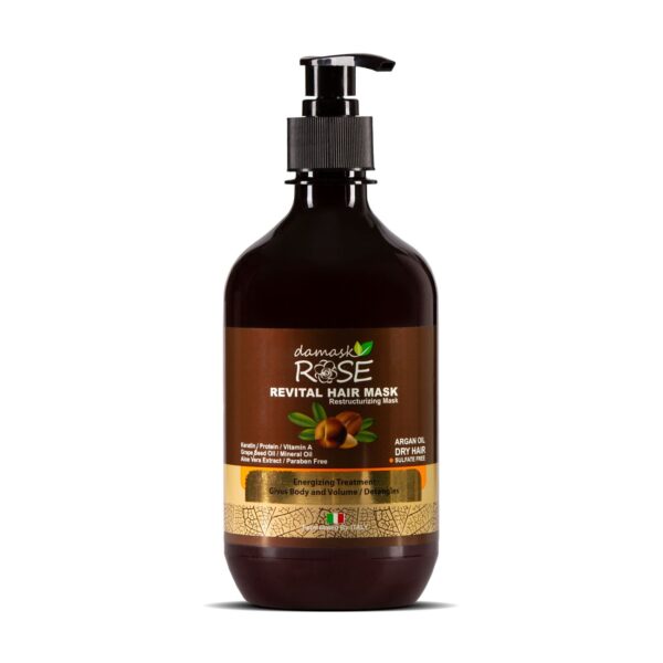 Damask Rose Hair Mask with Nourishing Argan Oil – 500ml for Deep Hydration and Repair