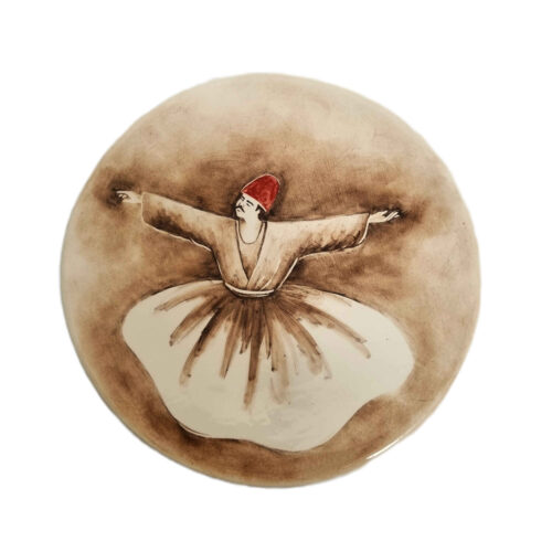 Decorative Ceramic Plate – Whirling Dervish Dance Design in Brown