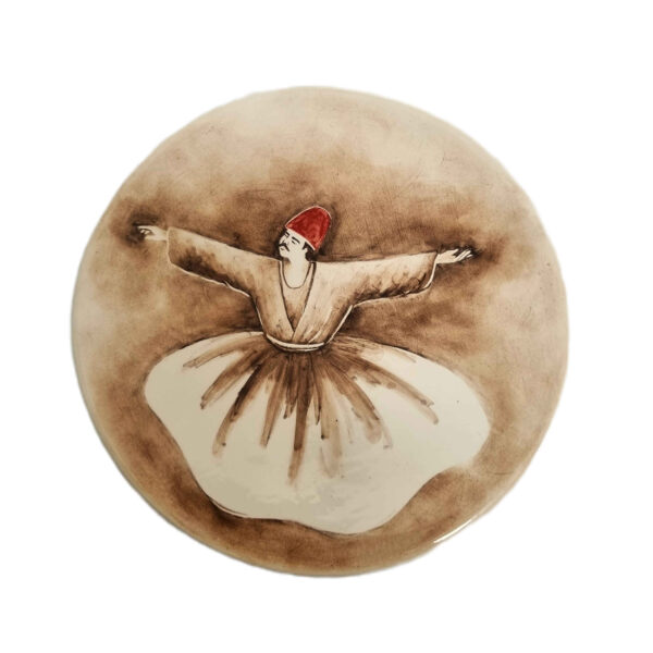 Decorative Ceramic Wall Plate - Whirling Dervish Dance Design in Brown