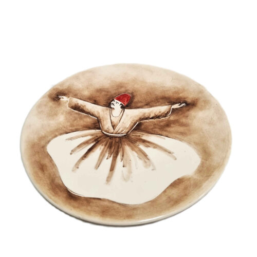 Decorative Ceramic Wall Plate – Whirling Dervish Dance Design in Brown
