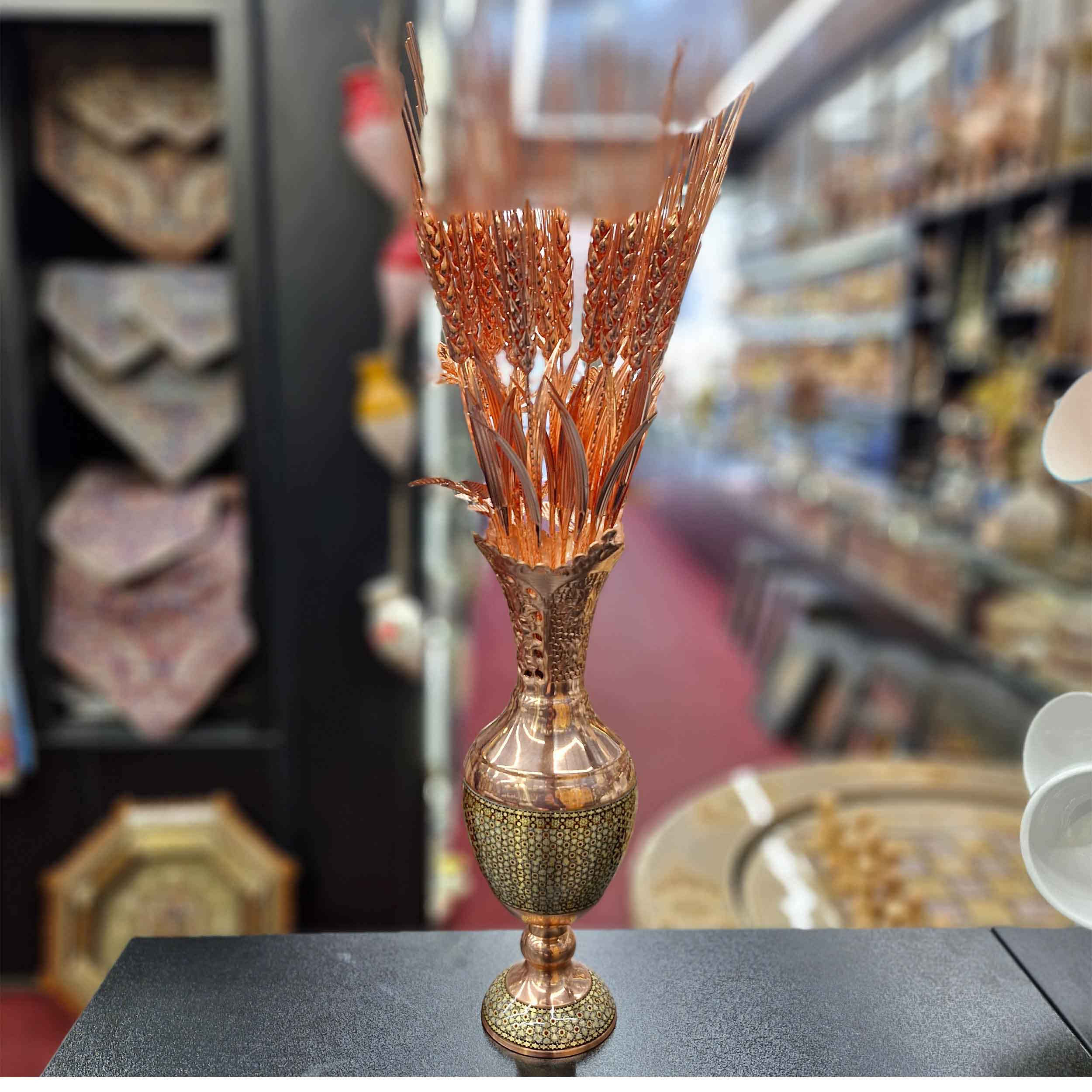 Decorative Copper Flower with Wheat Design – Symbolism and Floral Art for Home Decor (x6)