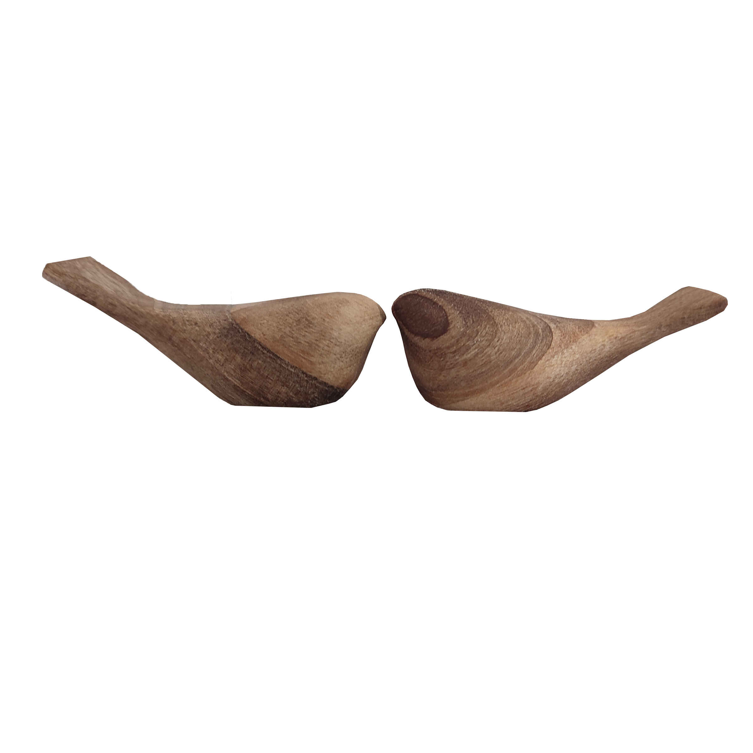 Decorative Wooden Bird Figurine - Perfect for Home Decor with Rustic Style (x2)