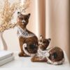 Polyester Cat Sculptures Decorative Figurine in 2 Pcs Elegant Design