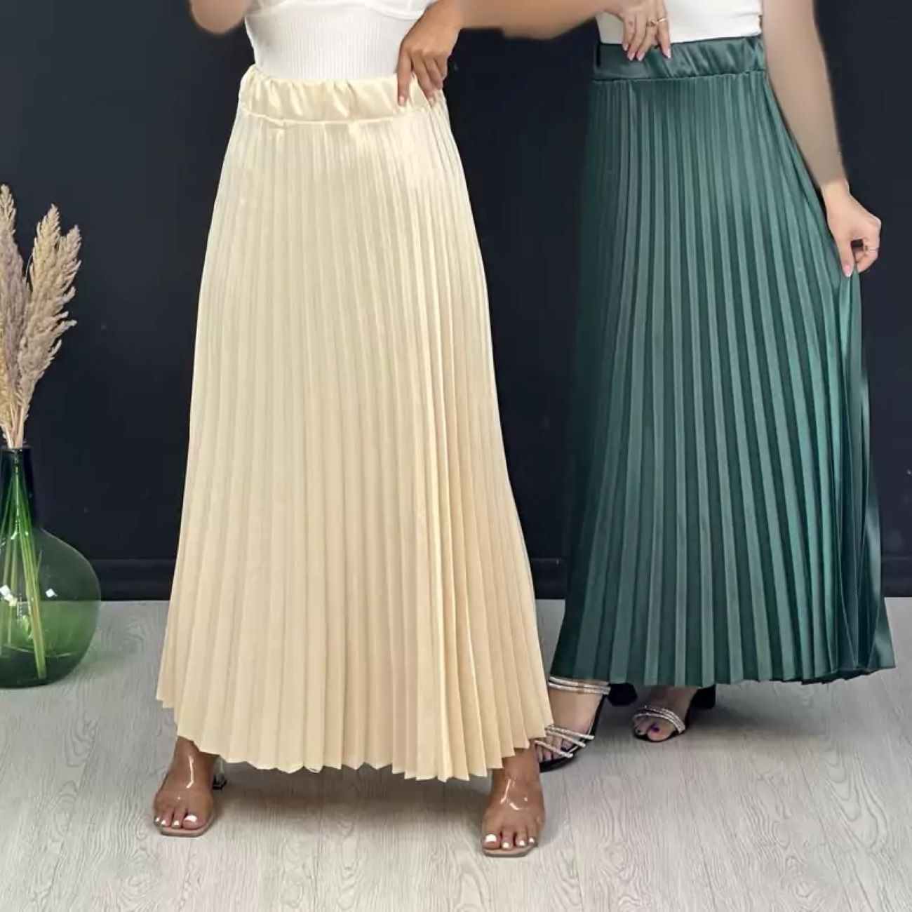 Elegant Satin Pleated Skirt in Multiple Colors – Stylish and Versatile for Any Occasion