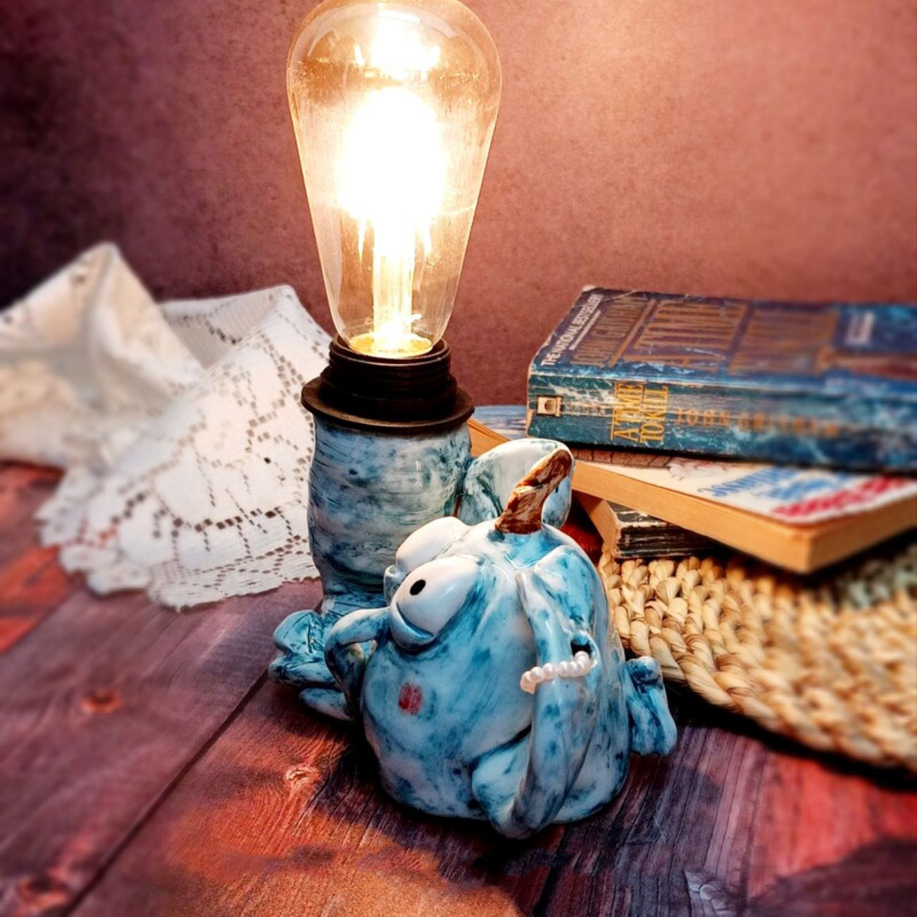 Elephant-Shaped Artistic Desk Lamp Blue Color Unique and Creative Lighting for Your Workspace