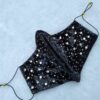 Face Mask with Crystal-Studded Dotted Design Velvet for Formal Events